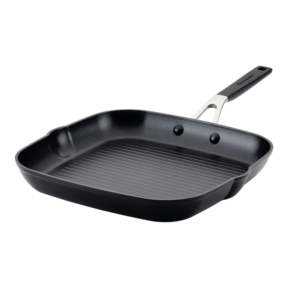 Imagen de Plancha con grill 29cm, anodizado duro antiadherente. Negro Onyx KitchenAid.