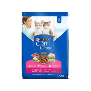 Comida para gatos PURINA CAT CHOW pescado, carne y leche (500 gr)