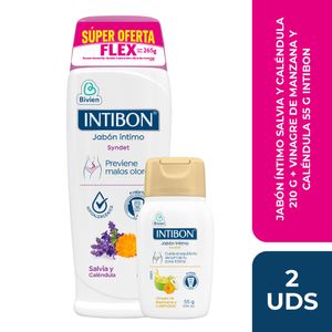 Jabón intimo Intibon salvia x210g + Jabón vinagre x55g