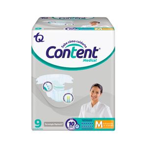 Pañales para adultos CONTENT teconología rapisorb, talla M (9 und)