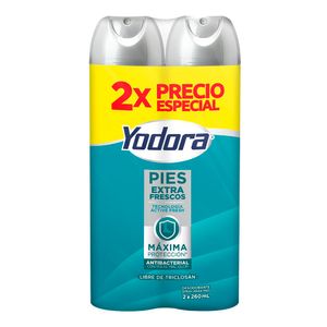 Talco Yodora Extra Control Sudor Aerosol 260 Ml X2 Unds