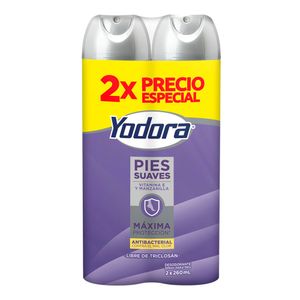 Talco Yodora Aerosol Pies Suave 260 Ml X2 Unds