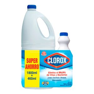 Blanqueador Clorox Original 1800 Ml + Blanqueador Original 460 Ml