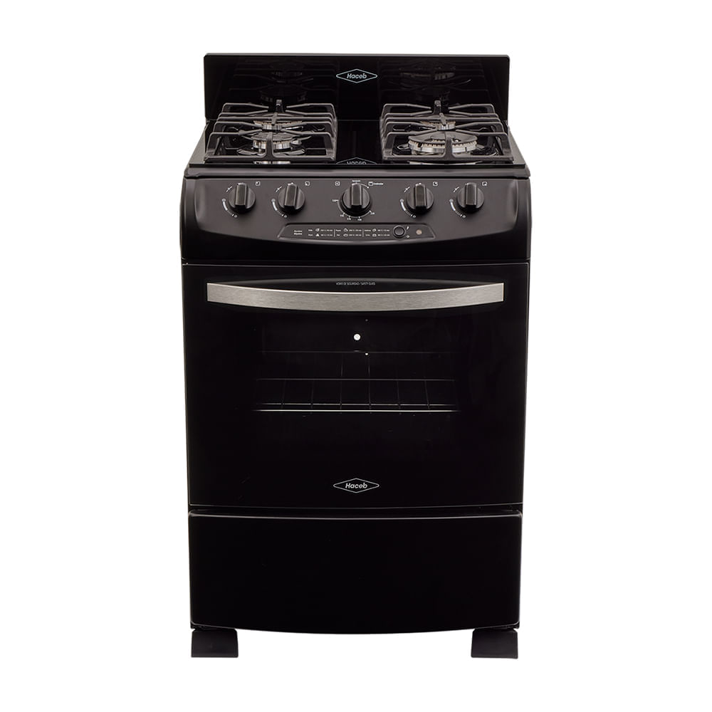 Estufa de Piso Haceb Cristal 60-T 4 Puestos Gas Natural Negro