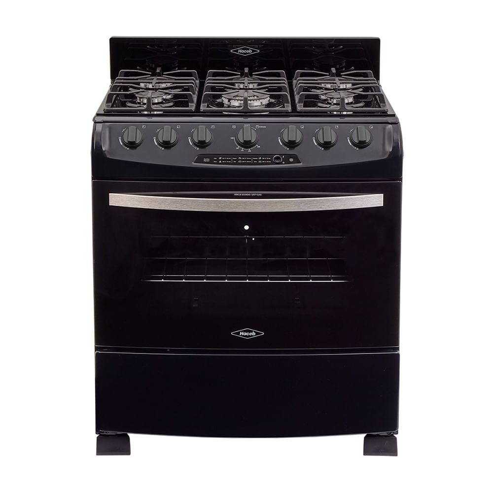 Estufa de Piso Haceb Cristal 76-T 6 Puestos Gas Natural Negro