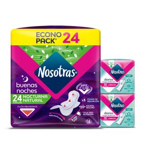 Toalla Higiénica Nosotras Buenas Noches X24 Unds + 20 Protectores