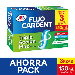 Crema Dental Fluocardent Triple Acción Max Ahorra Pack 150 Ml X3 Unds