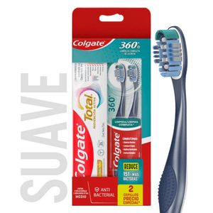 Cepillo dental COLGATE 360 2 unds + crema dental original x75 ml
