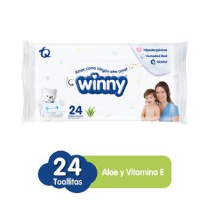Toallitas Húmedas Winny Aloe Vera y Vitamina E X24 Unds