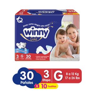 Pañal Winny Gold Etapa 3 X30 Unds + Gratis Toalla X10 Unds