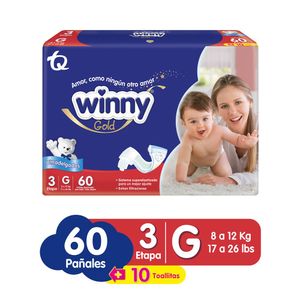 Pañal Winny Gold Etapa 3 X60 Unds + Gratis Toalla X10 Unds