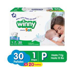 Pañal Winny Sec Etapa 1 X30 Unds + Gratis Toalla X20 Unds