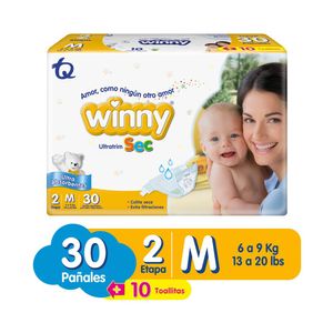 Pañal Winny Sec Etapa 2 X30 Unds + Gratis Toalla X10 Unds