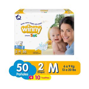 Pañal Winny Sec Etapa 2 X50 Unds + Gratis Toalla X10 Unds