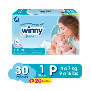 Pañal Winny Sensitive Etapa 1 X 30 Unds + Toallita X20 Unds