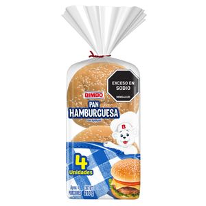 Pan Hamburgesa con Ajonjolí Bimbo X4 Und (210g)