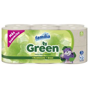 Papel Higienico Familia * 12 Unidades Green 355.20m Triple Hoja