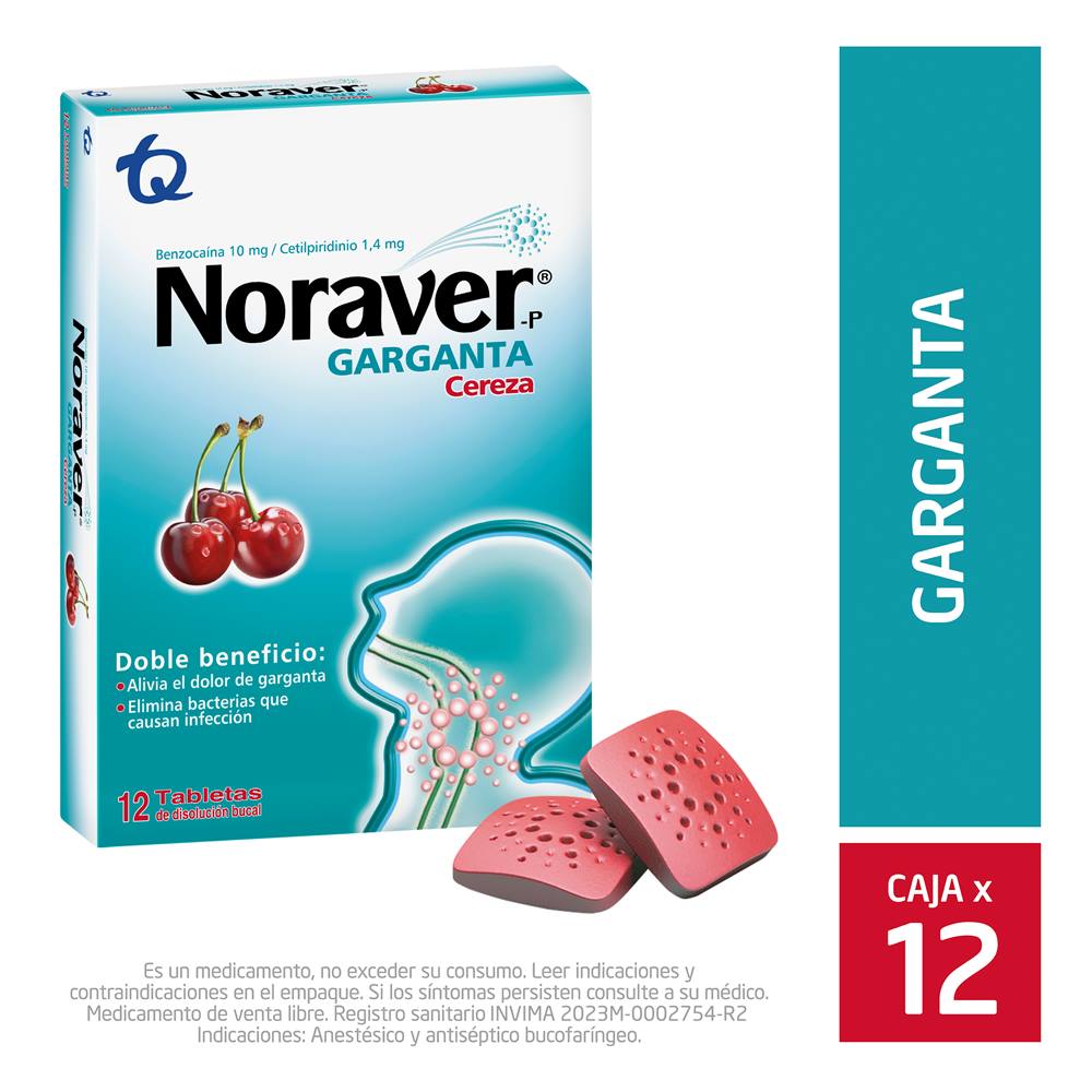 NORAVER PASTILLAS CEREZA PLEX12TABLETAS