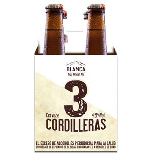 Cerveza 3 Cordilleras Blanca Bot x4Und x300ml
