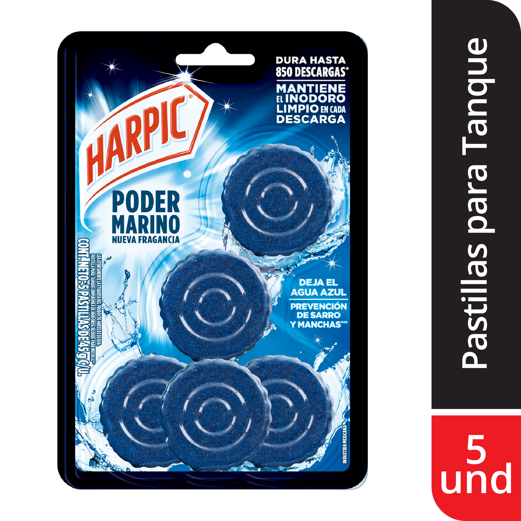 Imagen de Desinfectante Para inodoros Harpic Pastillas Azules 5 unid. Desinfectante para inodoros Harpic pastillas azules 5 unid,