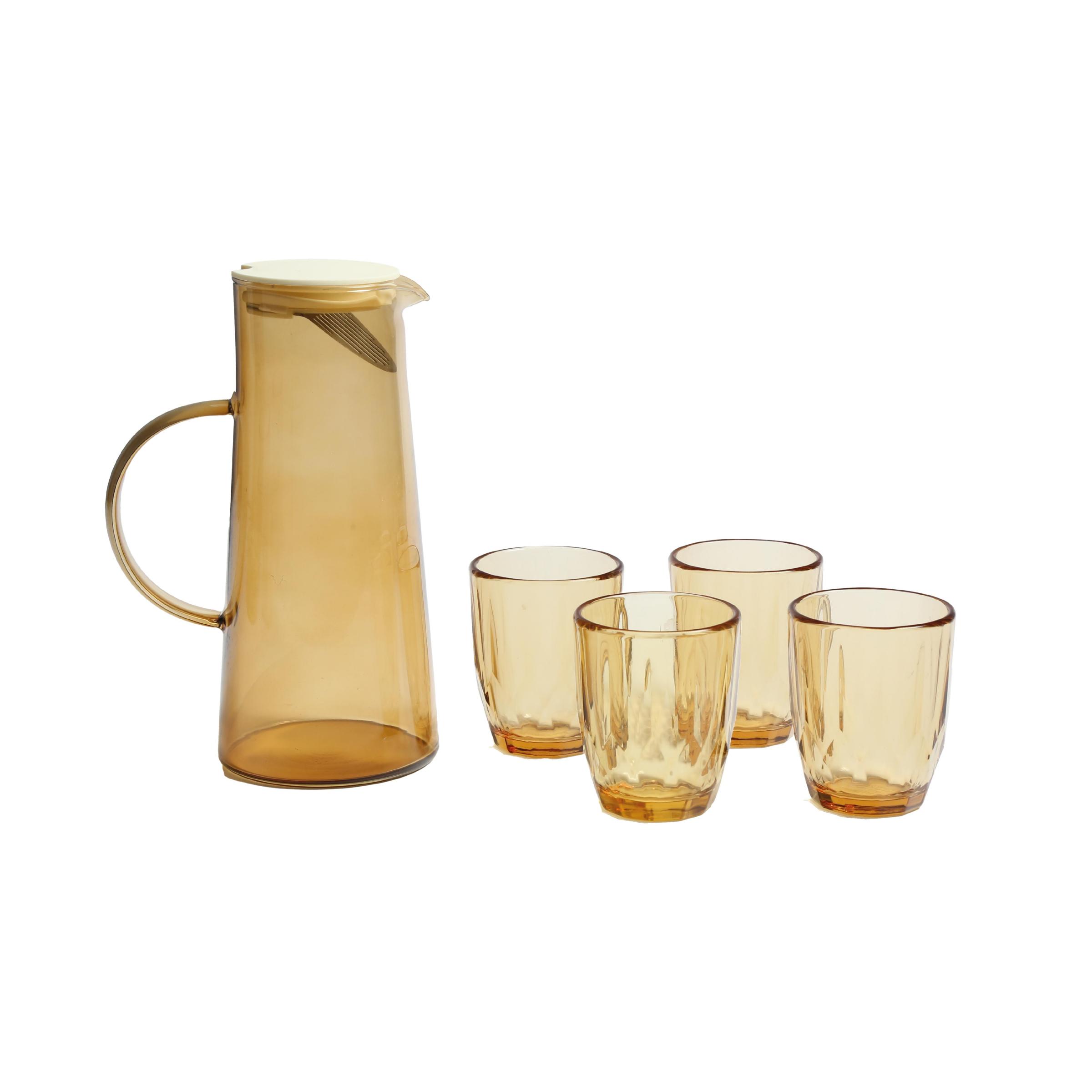 Imagen de Set Jarra + 4 Vasos - Vidrio Ambar 299902150