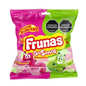 Gomitas FRUNAS gusanos sabor frambuesa uva verde (100 gr)