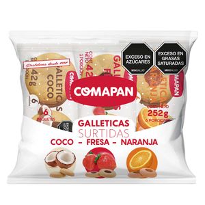Galleta Comapan Surtida Coco Fresa Naranja 252 G X6 Unds