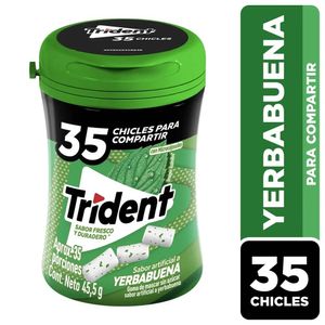 Goma Mascar TRIDENT Sin Azucar Yerbabuena (45.5 gr)