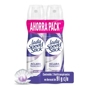 Desodorante Mujer Lady Speed Stick Spray Derma + Aclarado 91g x2und