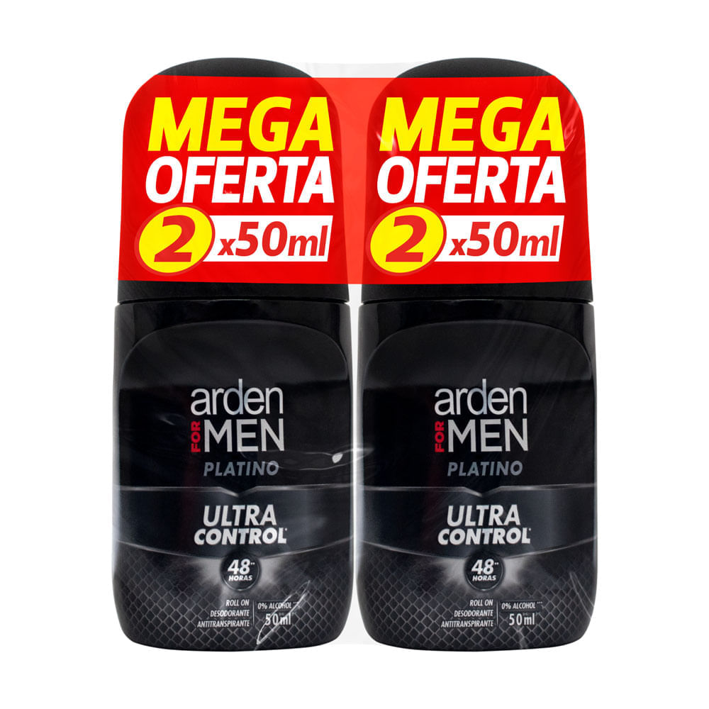 Desodorante Arden For Men Platino Roll On 50 Ml X2