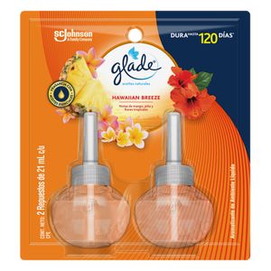 Ambientador Glade Aceites Naturales Hawaiian Breeze 2 repuestos 42ml
