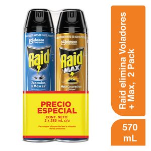 Insecticida Raid Elimina x 285 ml + Raid Max x 285 ml