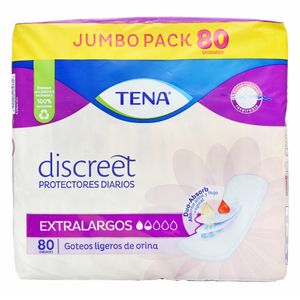 Protectores TENA DISCREET extralargos, goteos ligeros (80 und)