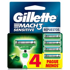 Cuchilla de Afeitar Gillette Mach 3 Sensitive Repuestos X2 Unds