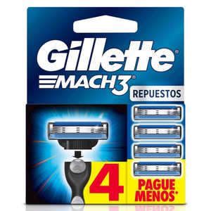 Repuesto cuchilla de afeitar MACH 3 Gillete 3 (4 und)