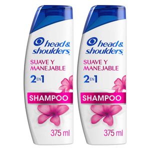 Shampoo Head Shoulders 2 en 1 Suave y Manejable 375 ml Pack 2 Unidades