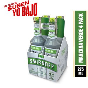 Coctel SMIRNOFF botella ice green apple x4und (275 ml)