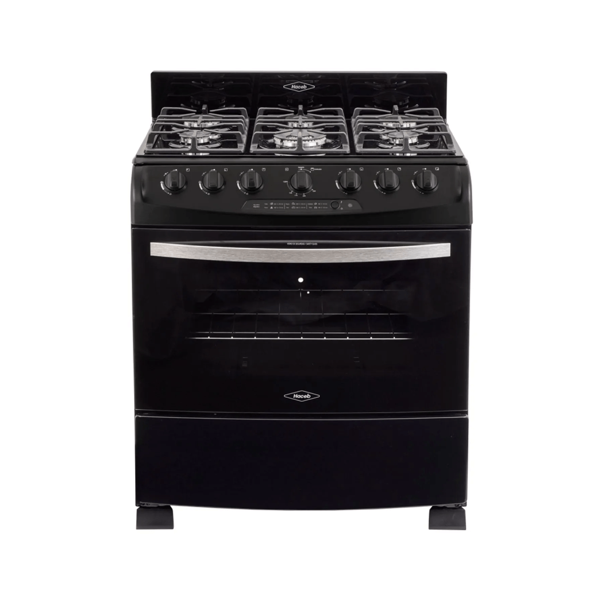 Estufa de Piso en Cristal Haceb 29" 6 Puestos GN Horno Negro 76-TGN NG