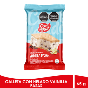 Galleta con helado CREM HELADO vainilla pasas (65 gr)