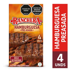 Hamburguesa Ranchera Preasada Caja 400 G X4 Unds
