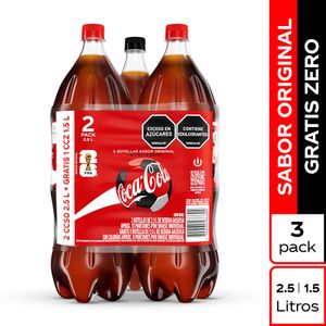 Gaseosa Coca Cola ZERO x 1 und 1.5L + 2und original 2.5l (5000 ml)