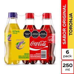 Gaseosa Cocacola Orig 250 ml X4+Quatro X2