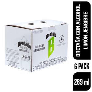 Sixpack Bretaña con alcohol sabores limón y jengibre 269 ml