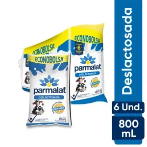 Leche Deslactosada Parmalat 6 unds x 800 ml c/u