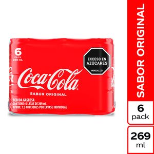 Gaseosa Coca Cola Original Lata x6 Und x269ml