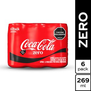 Gaseosa Coca Cola Zero Lata x6 Und x269ml