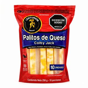 Queso CENTURION colby jack palitos x10und (250 gr)
