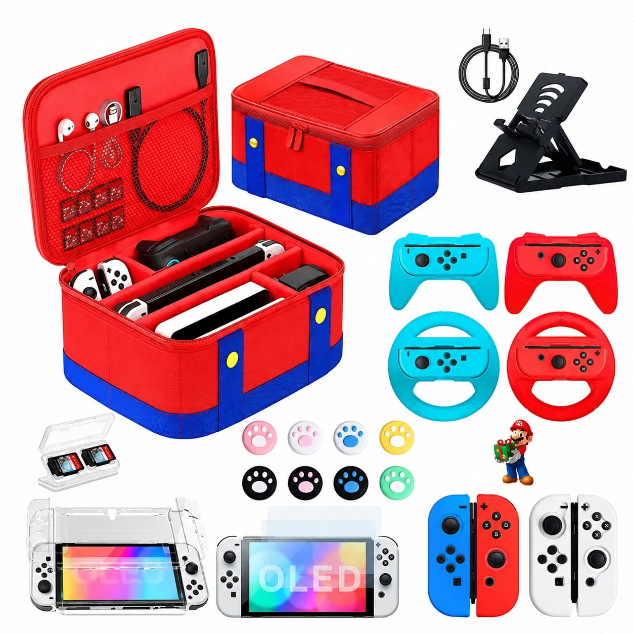 Kit De Accesorios Para Nintendo Switch OLED Estuche Mario