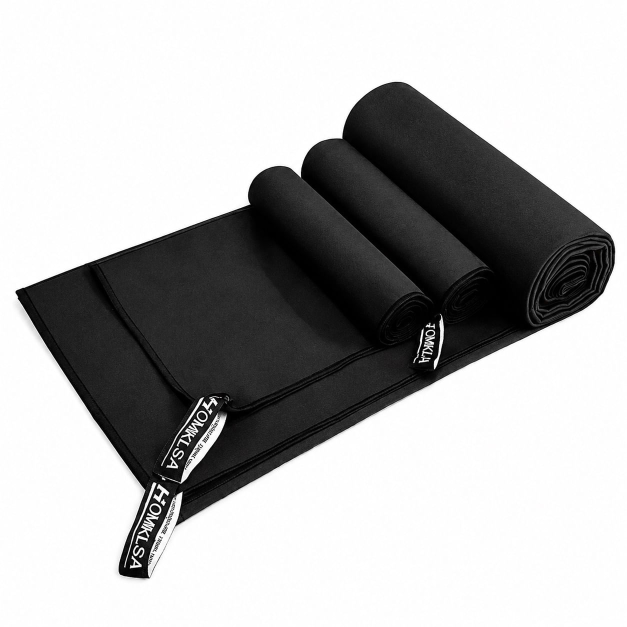 Set De 3 Toallas De Microfibra Deportivas Secado Rapido Negra