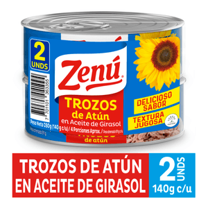 Atún ZENÚ trozos aceite girasol 2 unds x91 c/u